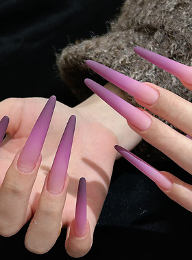 ElsaNail手工穿戴甲紫色很有韵味渐变色脚趾甲美甲贴片可拆卸假指