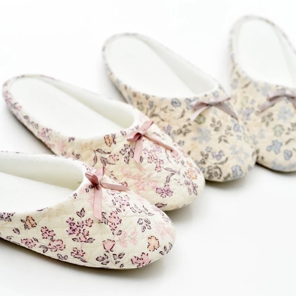 日系碎花纯棉室内女式半拖家居鞋