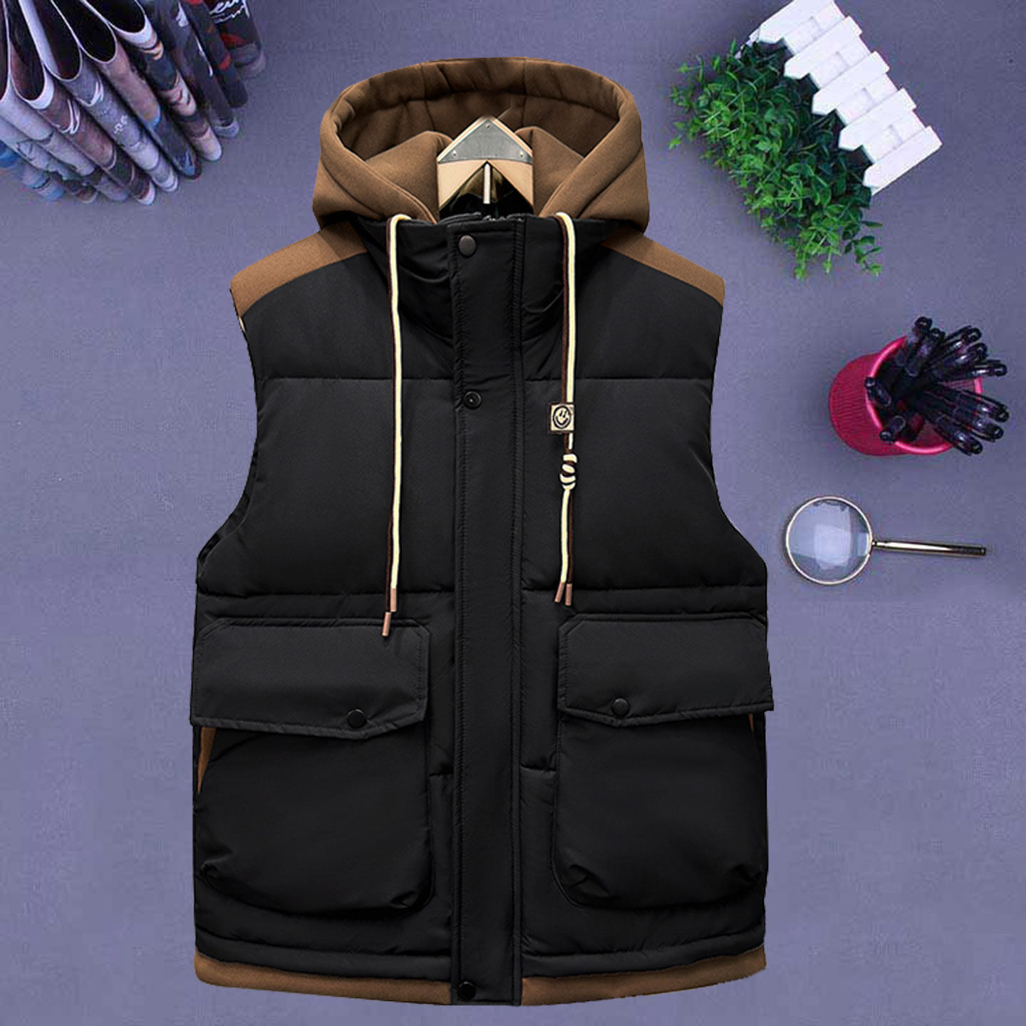 秋冬季男士休闲百搭马甲背心潮2022新款连帽羽绒棉服工装坎肩外套,男装,常规马甲,淘宝优惠券,粉丝福利购,淘宝优惠卷