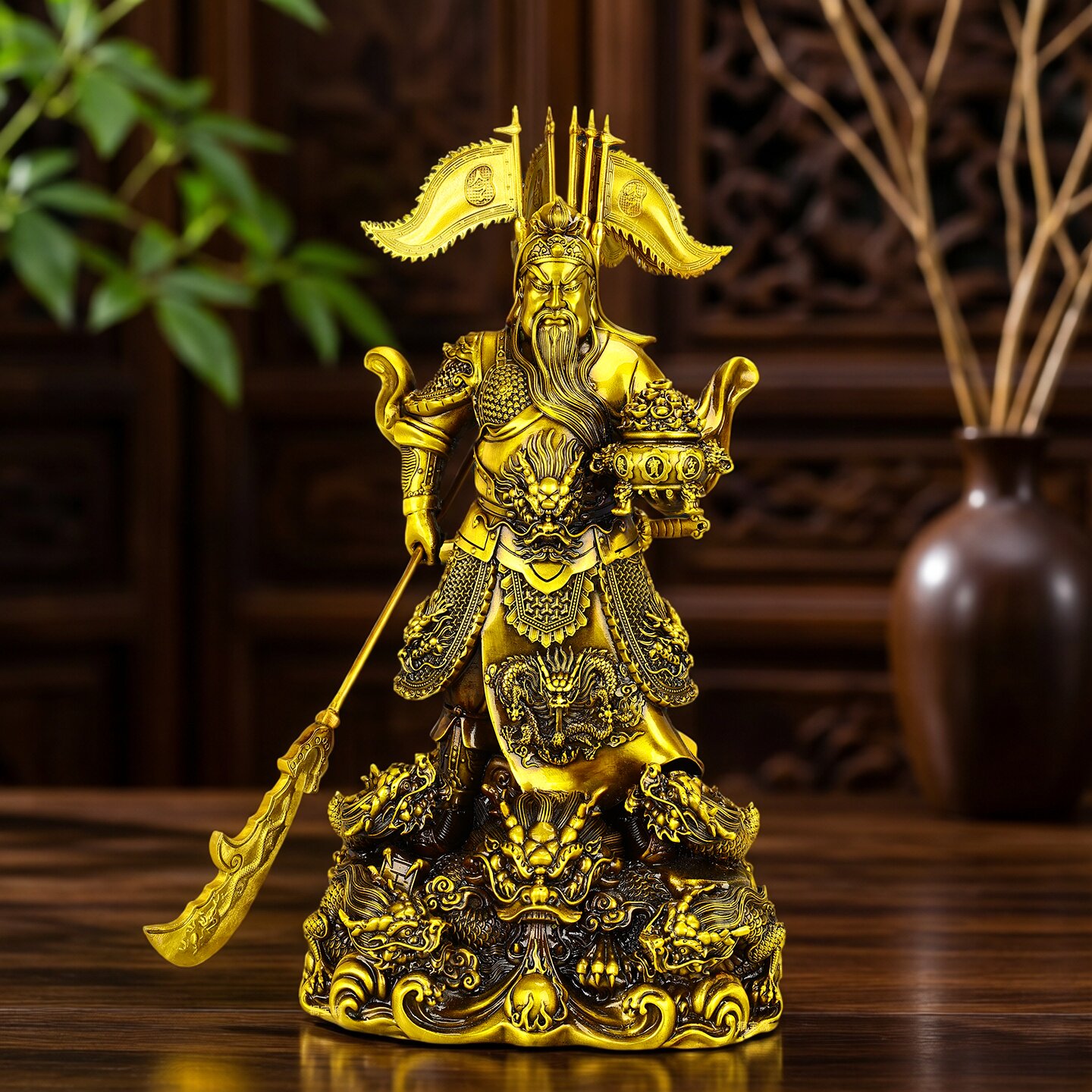 铜九龙关公摆件提刀武财神装饰品客厅日常送礼开业送礼关公关二爷