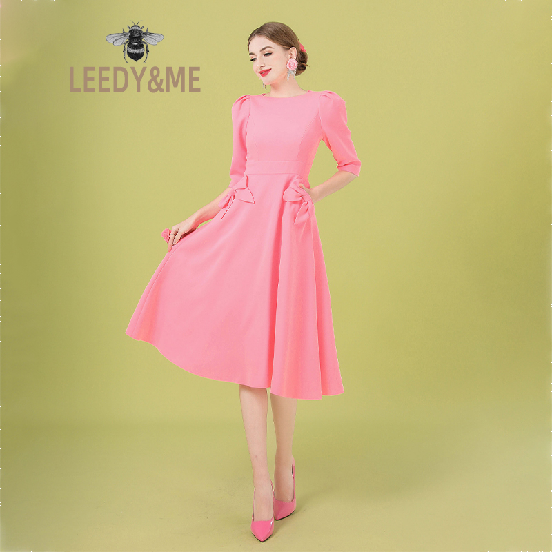 LEEDY＆ME轻奢高级粉色修身中裙