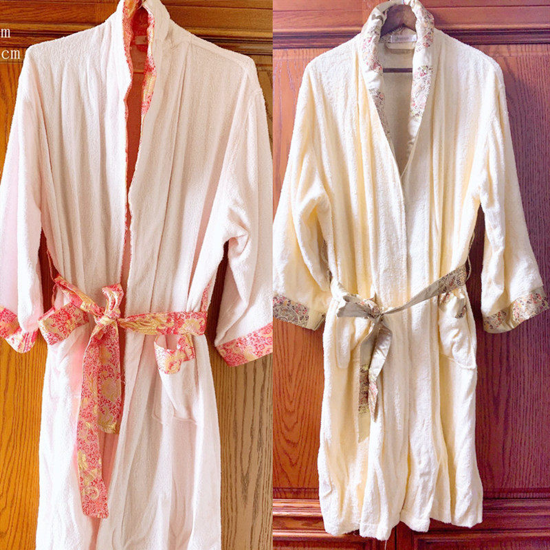 竹炭纤维浴袍春秋冬毛巾面料吸水速干长款宽松休闲舒适男女浴衣