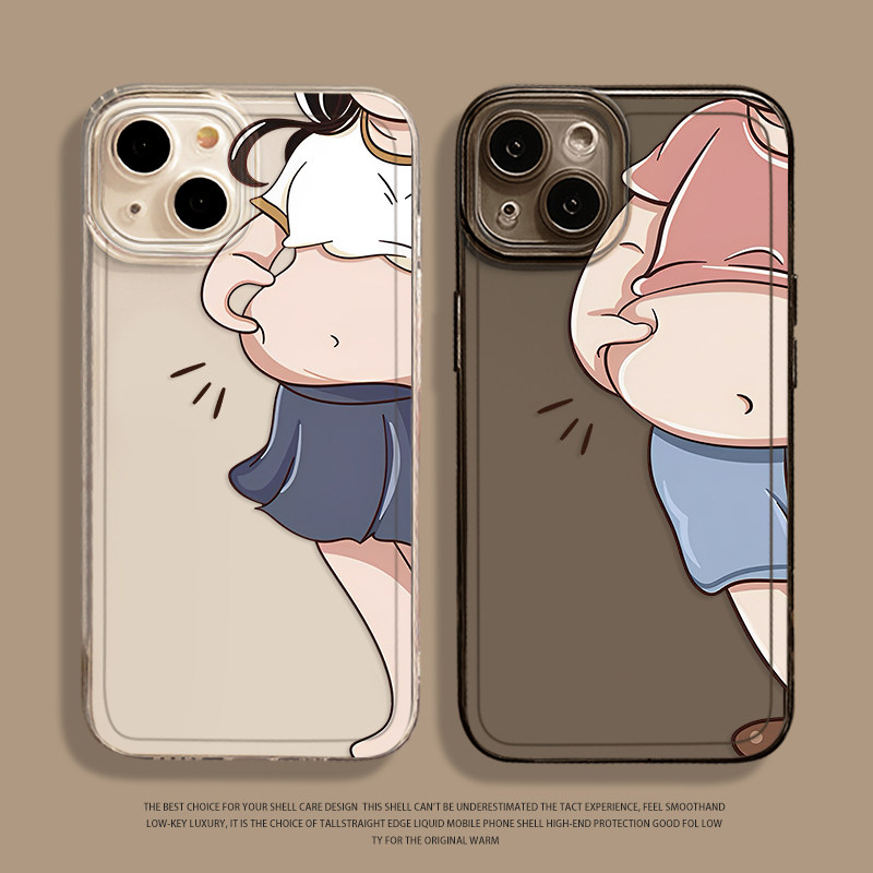 小胖子手机壳适用iphone14苹果15promax情侣13减肥12mini可爱11趣味pro男16女x新款xs搞怪xr励志透明自律plus