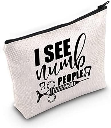 levlo funny dental gift i see numb people makeup bags dental