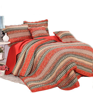 外贸双面纯棉美式2022新款绗缝被四件套欧式高档床盖四季通用床单