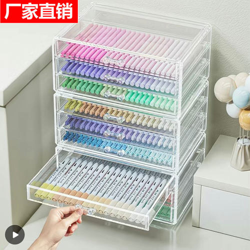 铅笔收纳盒带盖大容量文具收纳盒彩铅儿童蜡笔盒放笔分类整理抽屉