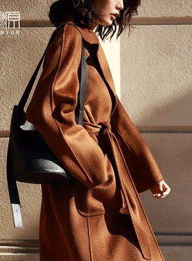 贝源M家labbro大衣水波纹双面羊绒大衣女2025中长款羊毛毛呢外套