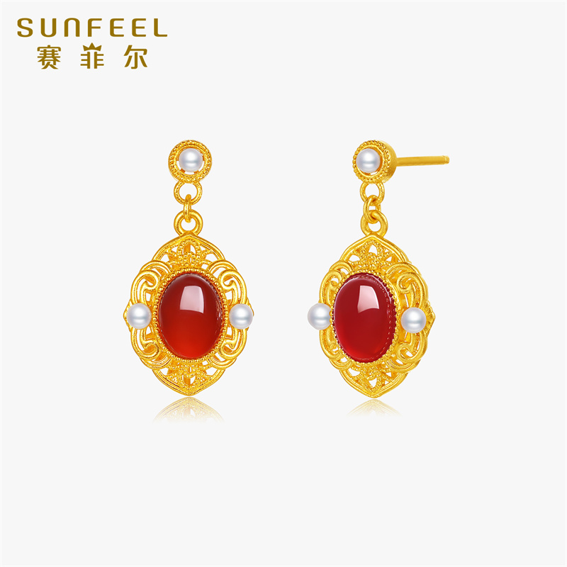 赛菲尔黄金耳饰女生礼物