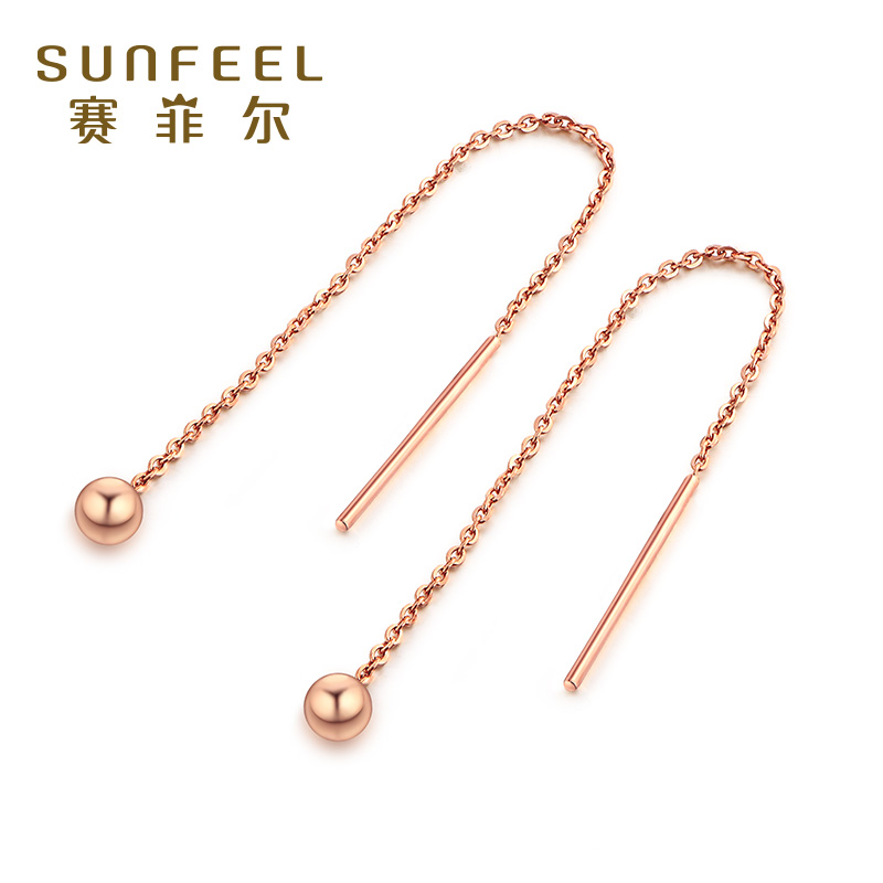 赛菲尔18k玫瑰金彩金送女友耳线