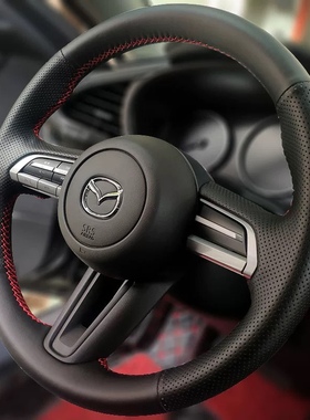 马自达21CX-4CX5cx8阿特兹星骋M6M3睿翼手缝真皮方向盘套昂克赛拉