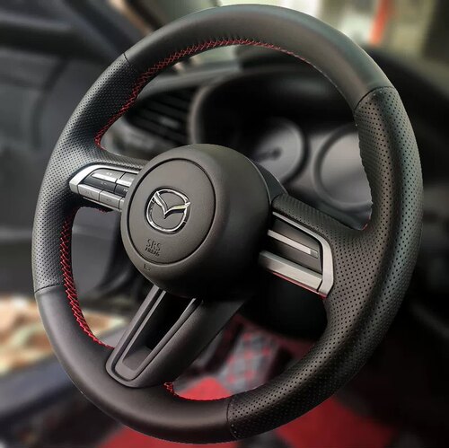 马自达21CX-4CX5cx8阿特兹星骋M6M3睿翼手缝真皮方向盘套昂克赛拉