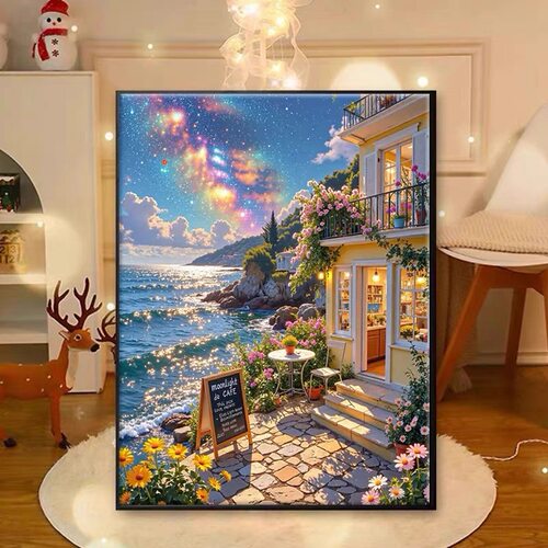 海边咖啡店5d钻石画满钻2025新款