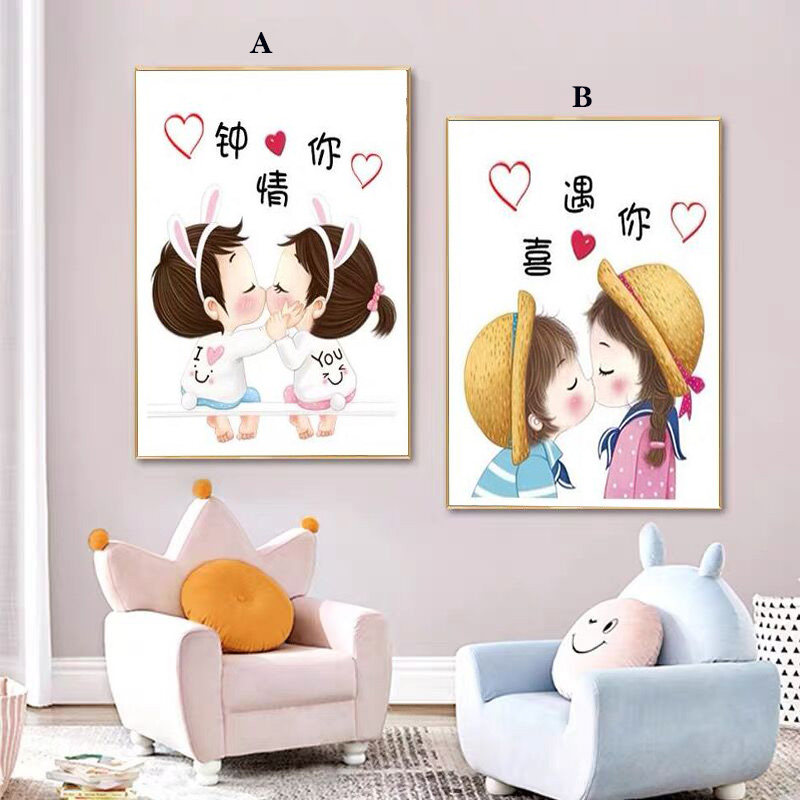 2024钻石画新款自己贴情侣一对新款小幅卡通人物客厅卧室手工简单