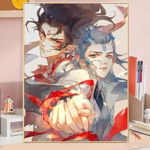 钻石粘贴画卧室装 哪吒敖丙5d钻石画儿童满钻新款 饰画学生手工礼物