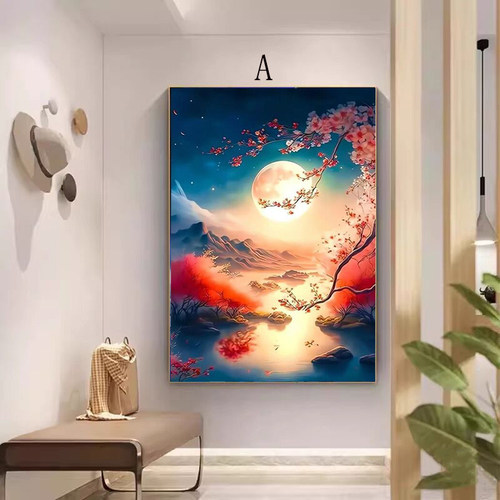 风景画花前月下2024满钻钻石画
