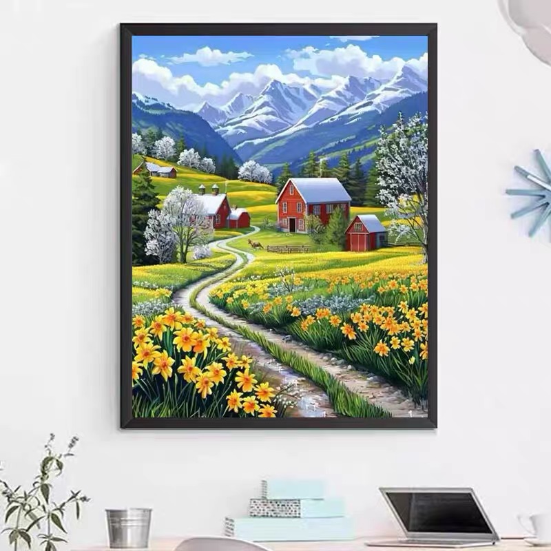 2025新款钻石画田园风景手工点贴