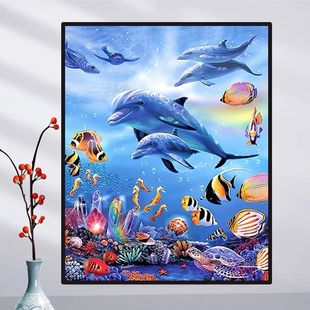 钻石画满钻客厅卧室手工diy点贴钻装 海底世界海豚2025新款 饰画5d