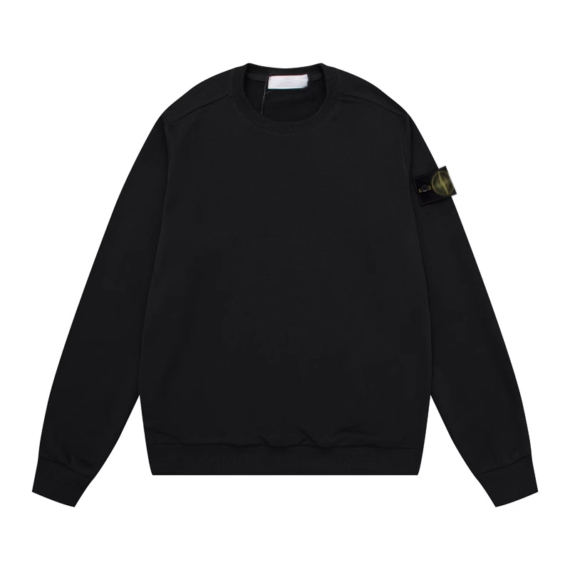 thumbnail for Cross Border Classic Stone Solid Color Crew Neck Badge Long Sleeve Athletic Sweatshirt Unisex Island Couple Correct Edition