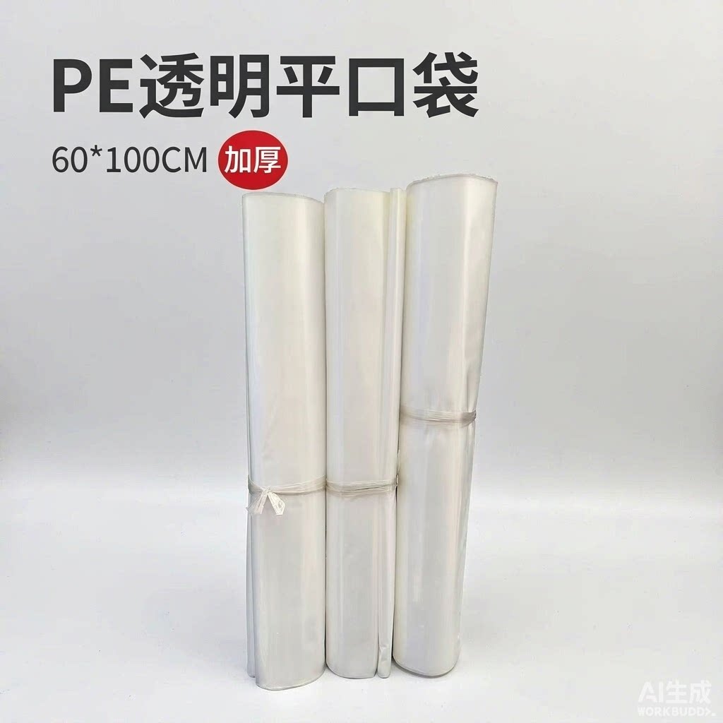加厚PE平口袋60*100CM双面20丝防尘打包袋透明包装袋承重强拉力好