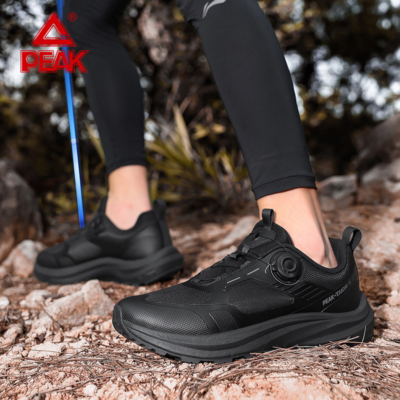 匹克态极加绒保暖正品运动鞋全黑防滑黑武士徒步休闲免系带男软弹