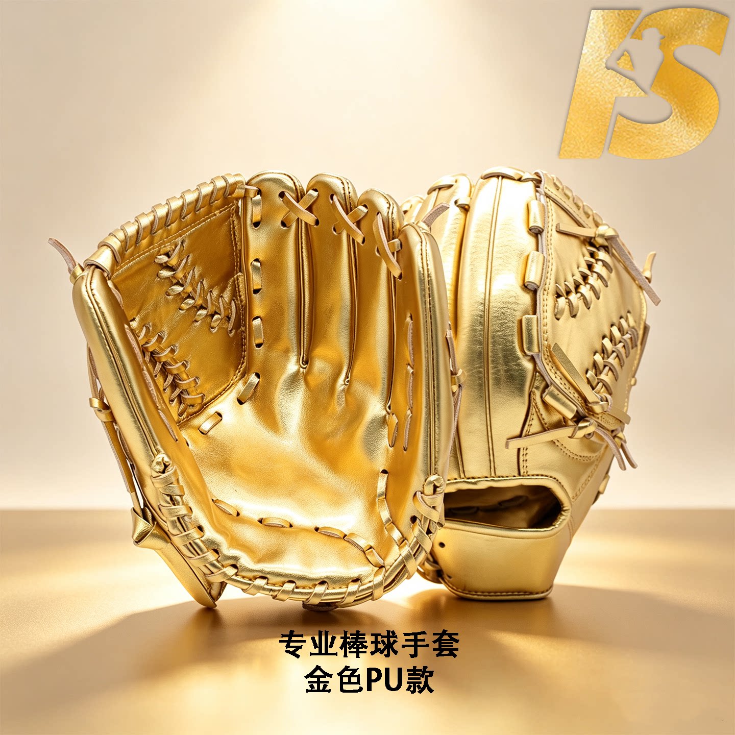 专业PU金色棒垒球手套图片