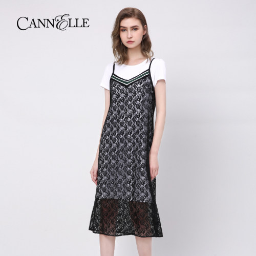 Cannelle晴迷桂莉女士两件套蕾丝连衣裙