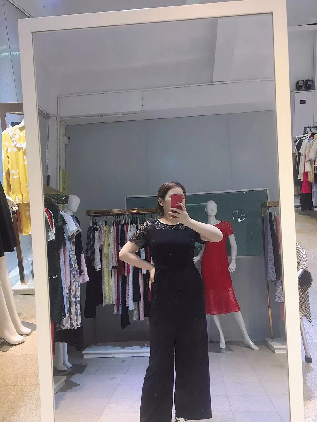 Cannelle晴迷桂莉时尚蕾丝拼接连体裤