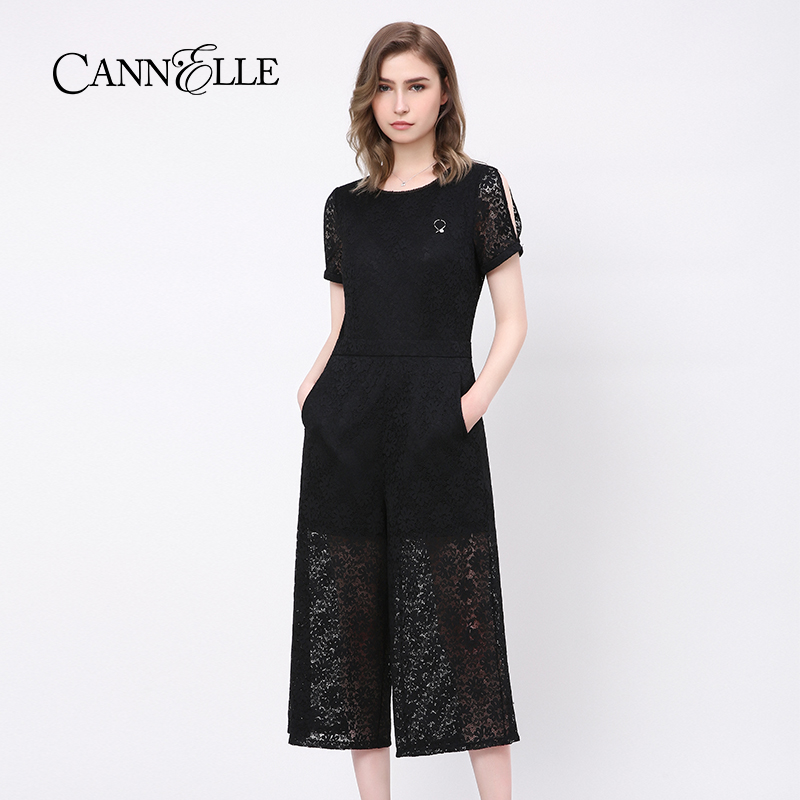 Cannelle晴迷桂莉宽松蕾丝连体裤