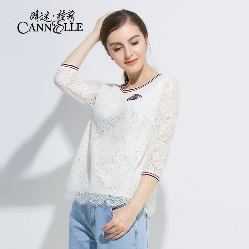 Cannelle晴迷桂莉时尚蕾丝上衣