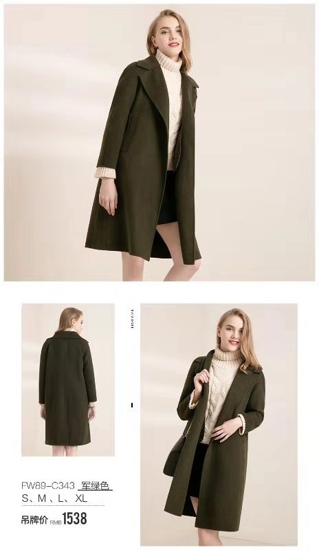 晴迷桂莉Cannelle女士羊毛双面呢外套大衣长款净色