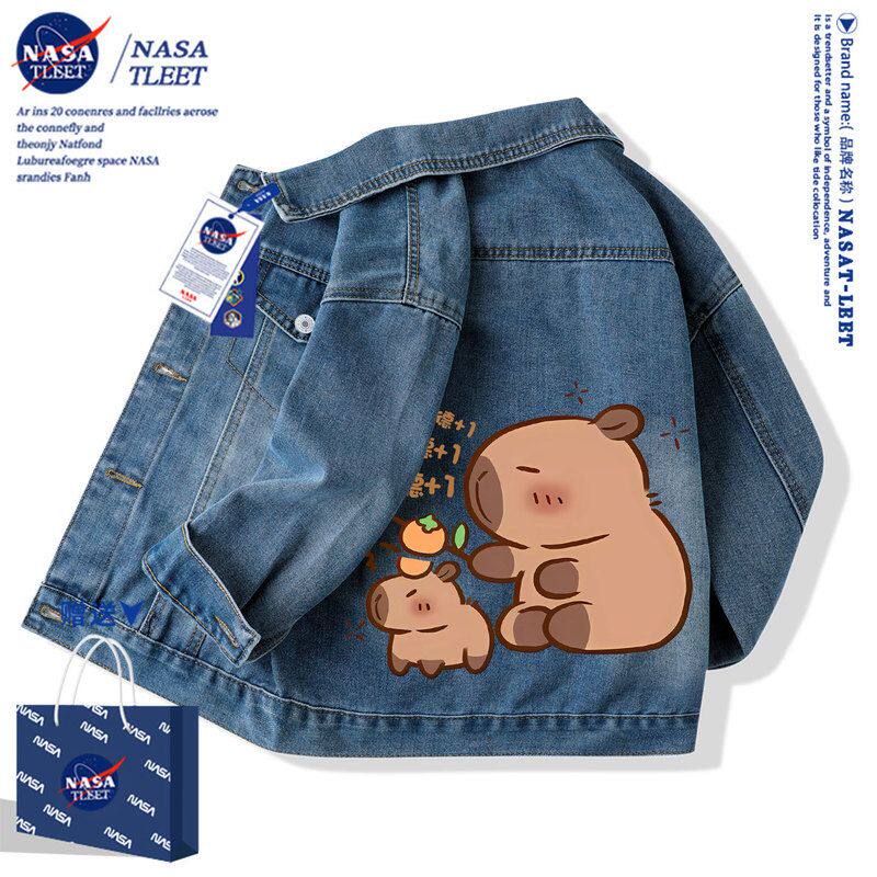 NASA联名男童女童牛仔外套春秋款2026新款潮大童上衣儿童夹克