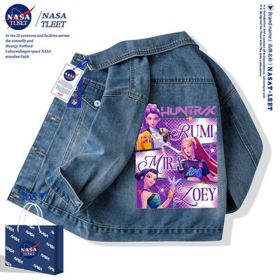 NASA联名kpopdemonhunters猎魔女团童装外套春秋款大童韩版牛仔服