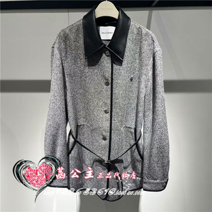 花灰PU包边大衣A1AAE4191L7 2024冬专柜正品 A1AAE4191 女装