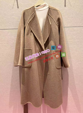 A1AAC448578优雅翻领驼绒大衣时尚显瘦气质百搭宽松版女A1AAC4485