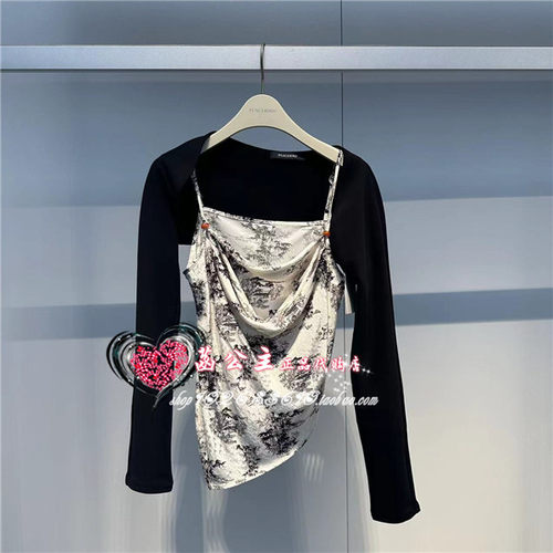 A1CDE2398太平鸟女装2024夏专柜正品新中式两件套上衣A1CDE239889