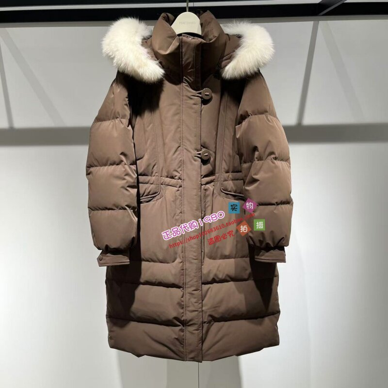 A1ACE4515女2024冬专柜正品长款可拆卸连帽毛领羽绒服A1ACE4515H9