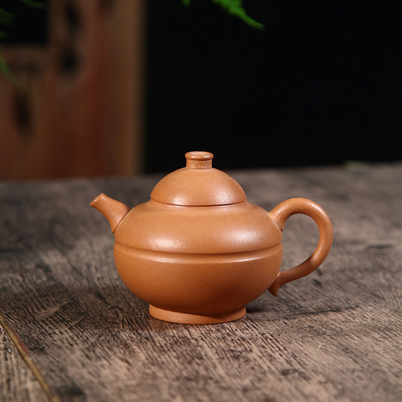 稀有本山泥料芒果泥260CC巨轮壶宜兴紫砂名家陈燕萍全手工仅一件