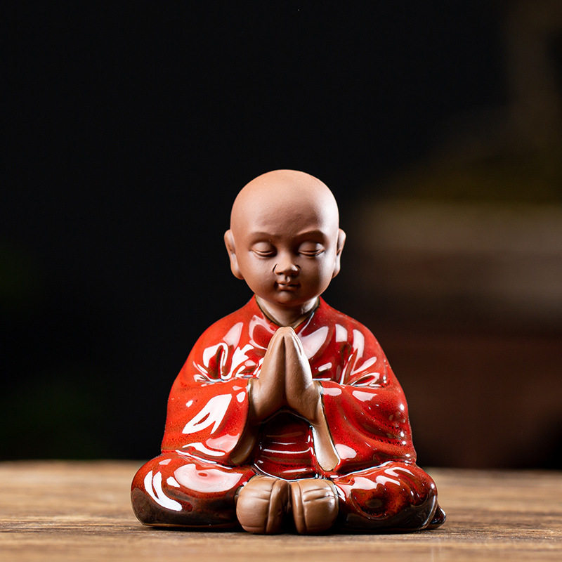 小和尚茶宠摆件可养新中式禅意紫