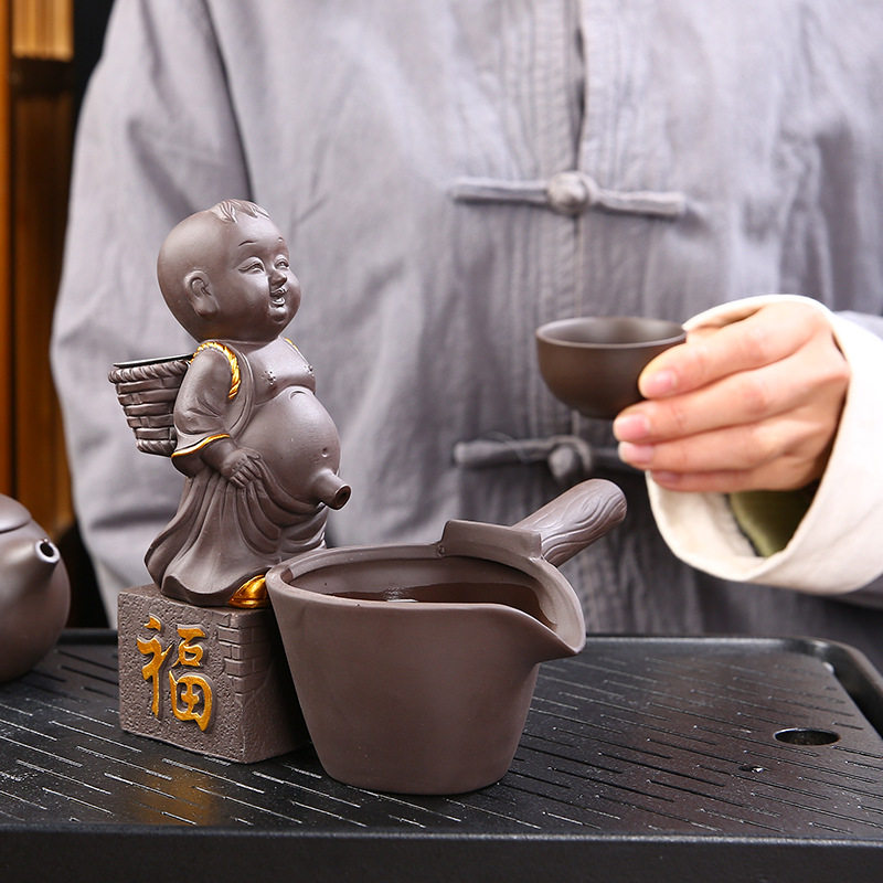 紫砂喷水茶宠摆件精品可养创意小