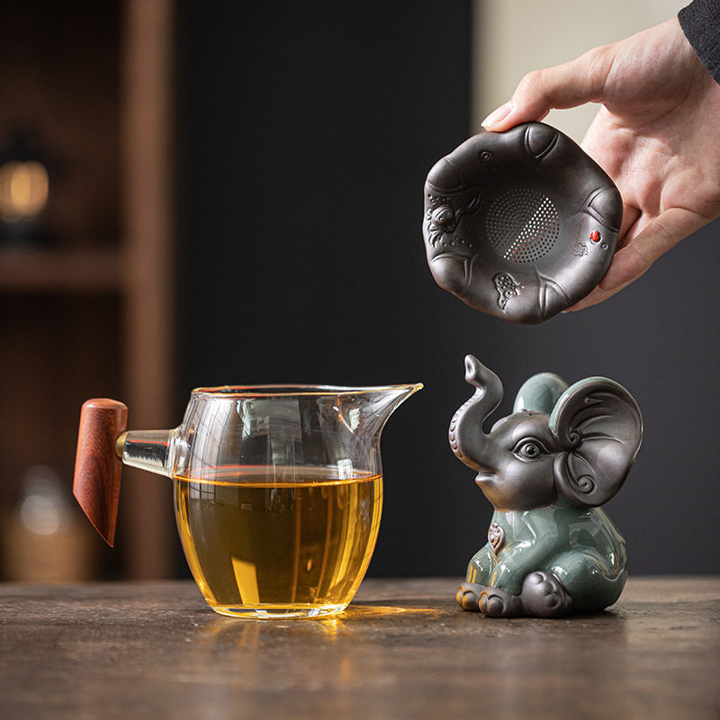 哥窑锦鲤茶漏茶滤过滤器滤茶器大