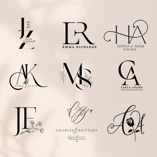 婚礼logo水印设计结婚名字首字母请柬水牌背景墙图标迎宾牌中欧式