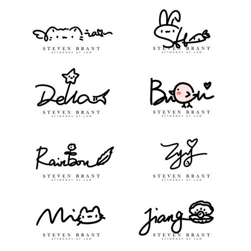 ps个人手写英文字体签名设计logo摄影中文手写水印卡通图头像设计