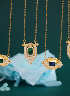 项链女夏季旗帜爆款时尚复古吊坠高级感满钻旗帜百搭跨境饰品