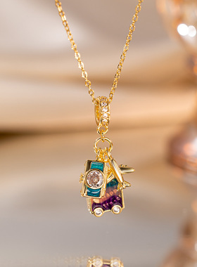 新款环游世界热销钛钢项链小众网红爆款钛钢锁骨链女轻奢可爱