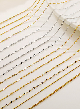 钛钢项链单链盒子瓜子侧身锤圆蛇骨十字嘴唇O字女锁骨链配链