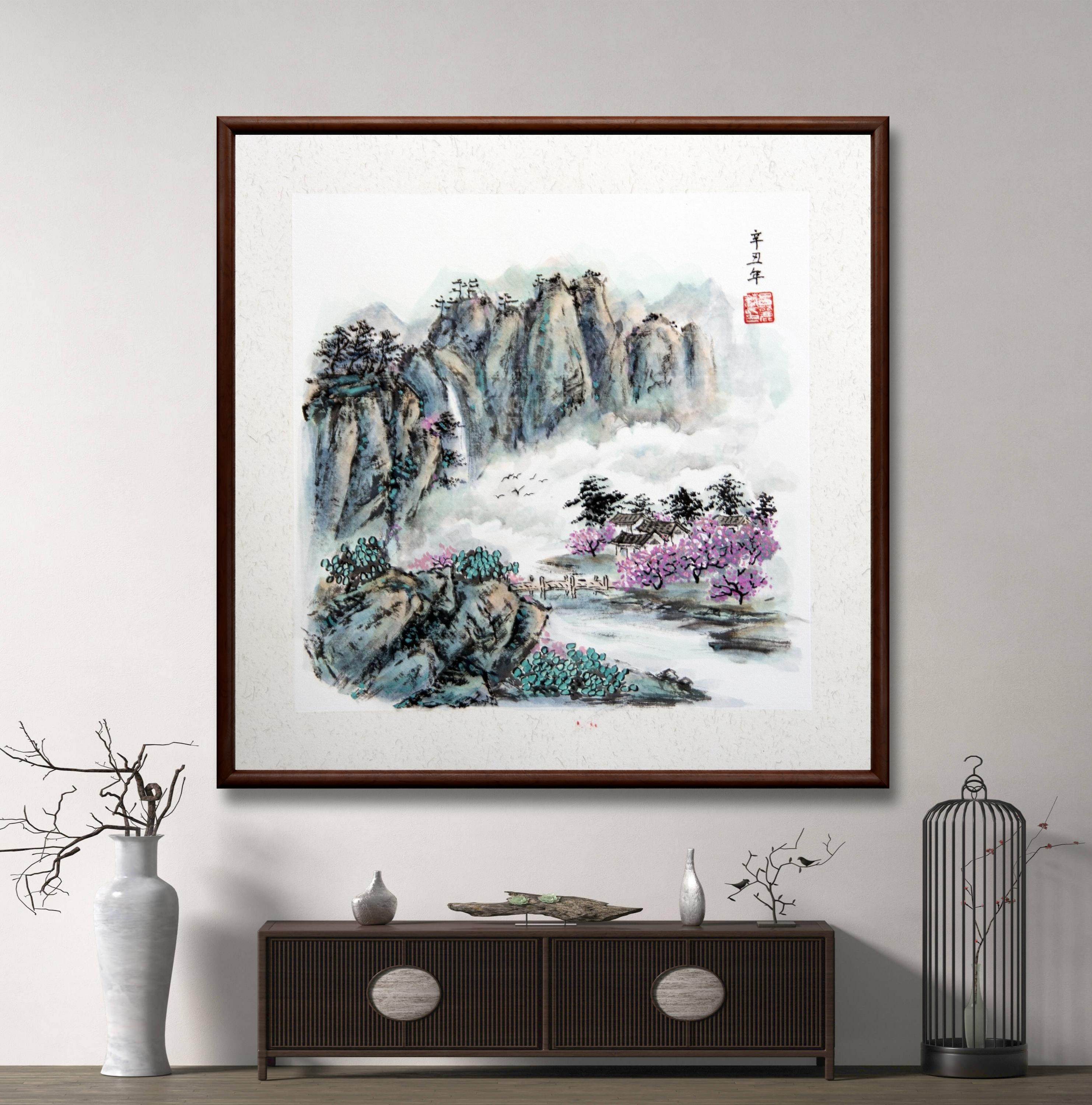 名家纯手绘宣卡纸花鸟人物写意斗方镜心小品画 未落款未装裱国画