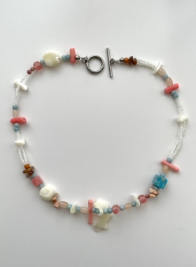 奶油苏打锁骨链天然石小众甜酷