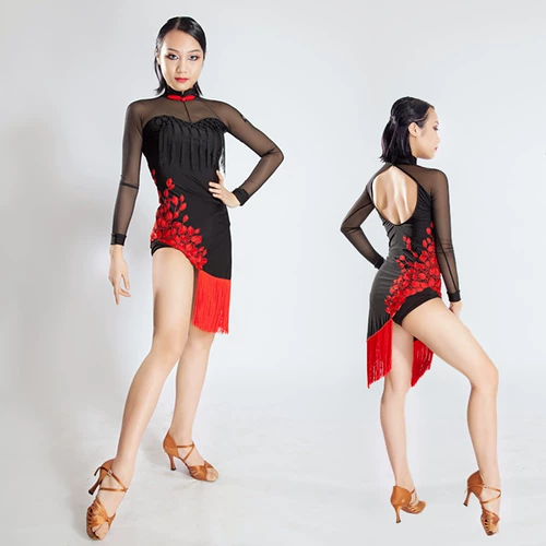 Посмотрите на фанат Yu латинская танцевальная юбка всасывание женского китайского стиля платье для выступления в стиле