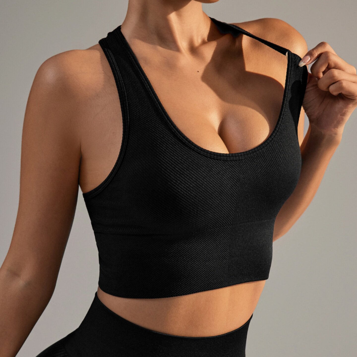 运动背心女夏季外穿黑色速干美背内衣跑步健身高强度防震瑜伽文胸