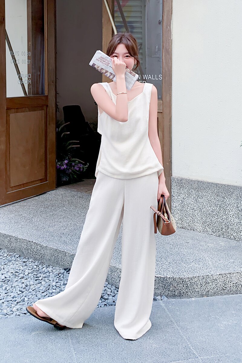 2025新款现货夏装老钱风两件套装吊带背心套装2575-P155控228,女装套装/套裙,2D009